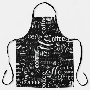 Tablier Typographie noir et blanc Conception de café