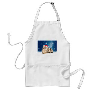 Tablier Un chat mignon portant un chapeau de Père Noël rou