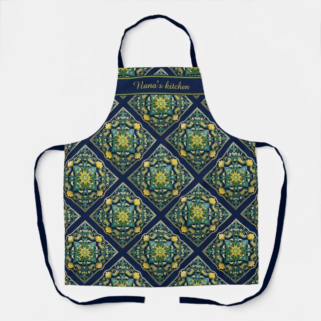 Tablier 💛 💚 💙 Un Chef-D'Oeuvre Azulejo Unique (Recto)