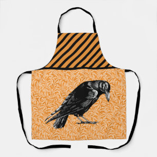 Tablier Un Corbeau ou Corbeau Halloween orange et noir