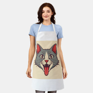 Tablier Un design de chat d'inspiration vintage avec une p