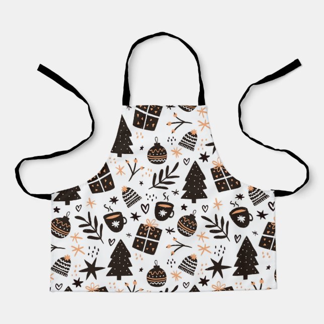 Tablier Un Motif de Noël noir et blanc (Recto)