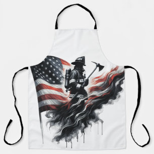 Tablier Un pompier américain.Drapeau des Etats-Unis.