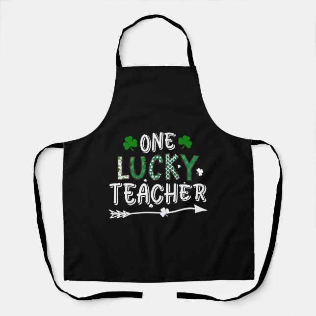 Tablier Un professeur chanceux Green Clover Jour de la Sai (Recto)