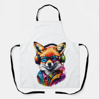 Tablier Un renard dans les écouteurs et les lunettes