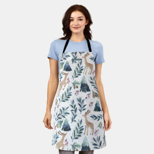 Tablier Un renne d'aquarelle dans la forêt Noël