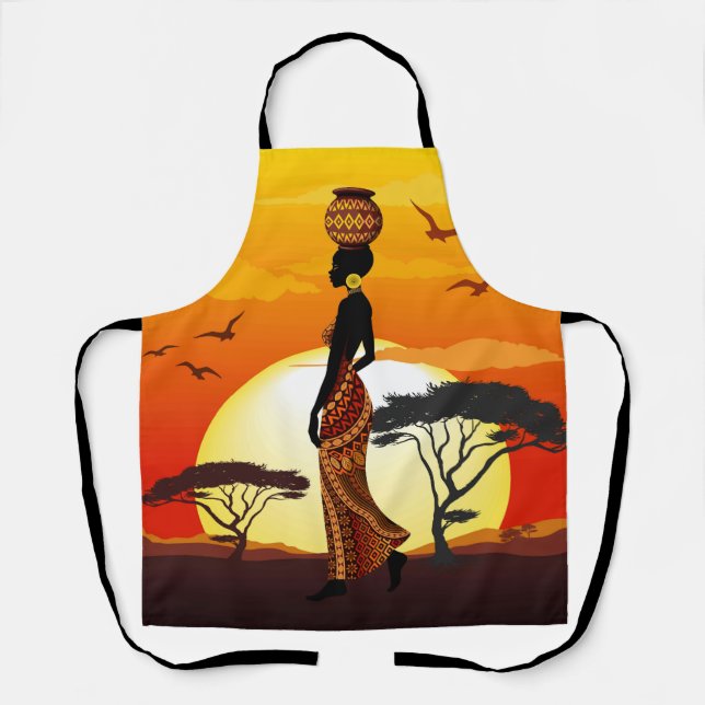 Tablier Une belle femme africaine Silhouette sur les solei (Recto)