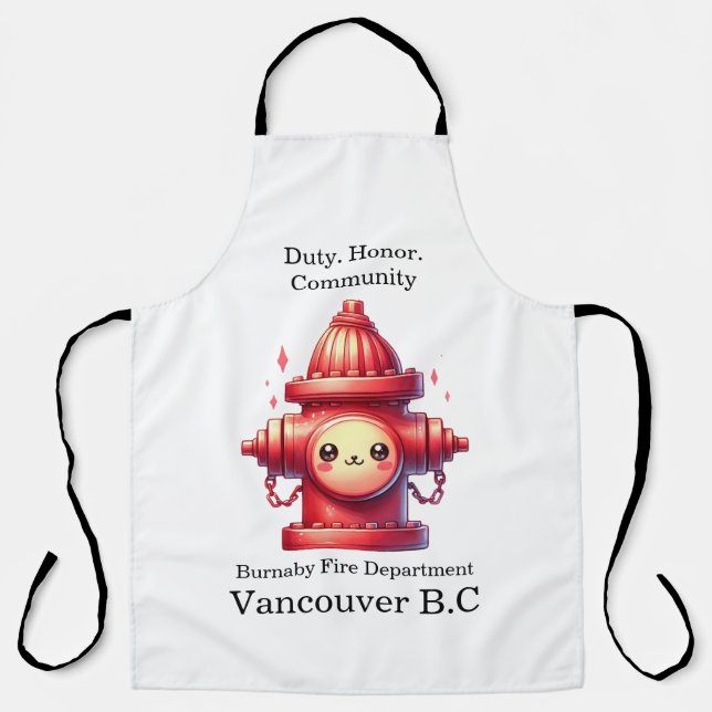 Tablier Une hydrante joyeuse trône fièrement au soleil (Recto)