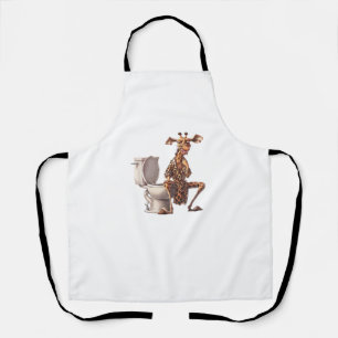 Tablier Une Mignonne Girafe En Pyjamas Assis Sur Des Toile