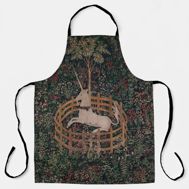 Tablier Unicorn Hunt Medieval Art - Unicorn repose sous la (Recto)