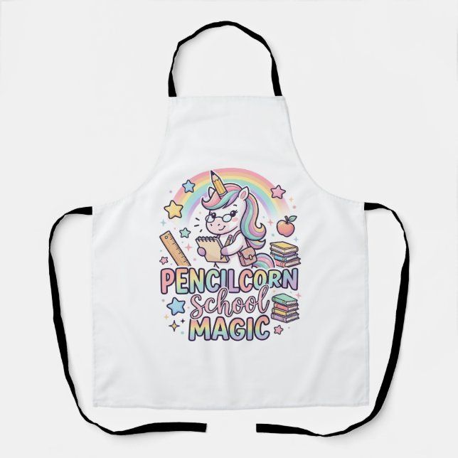 Tablier Unicorn Pencilcorn School Magic Adorable Autocolla (Recto)