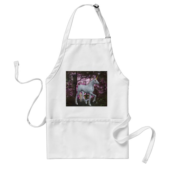 Tablier Unicorne Blanche En Imaginaire Forestier Apron (Devant)