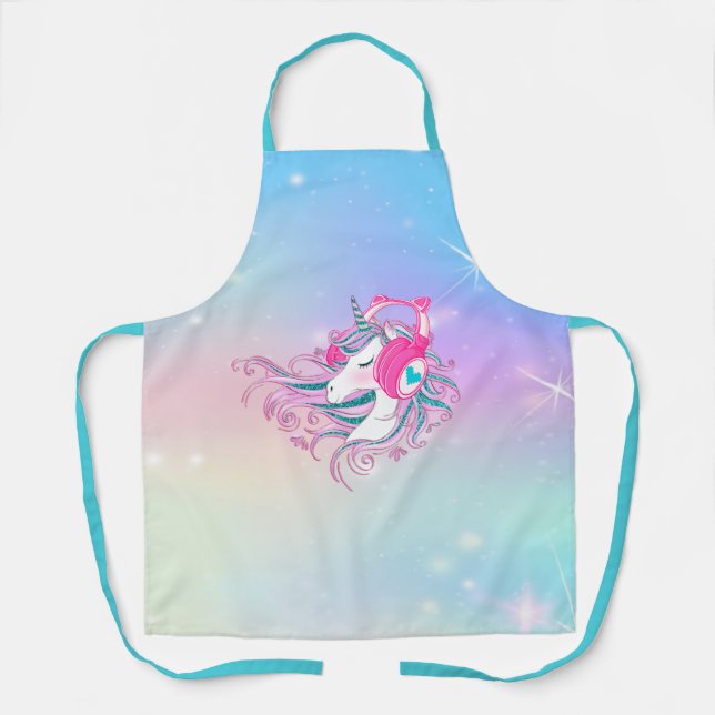 Tablier Unicorne colorée personnalisée Cute Apron (Recto)