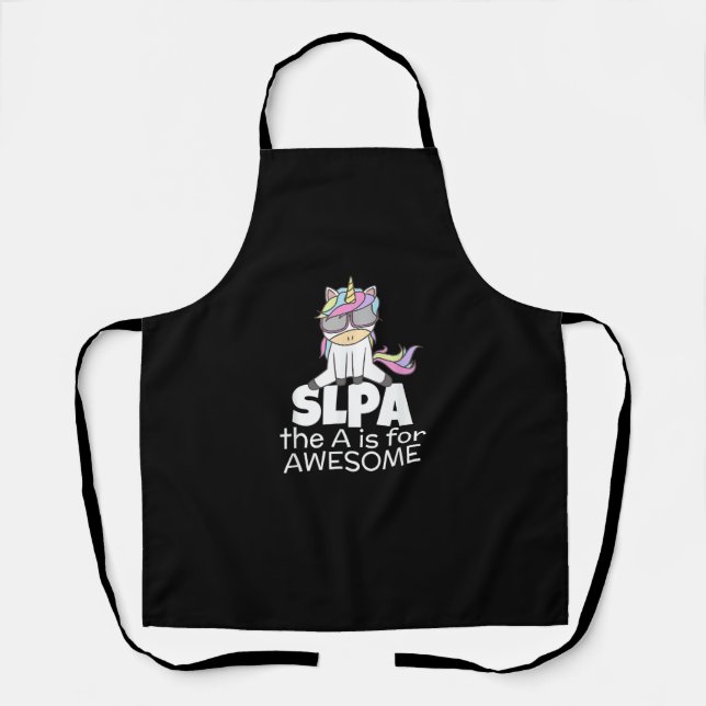 Tablier Unicorne cool pour SLPA Voix Langue Pathologiste (Recto)
