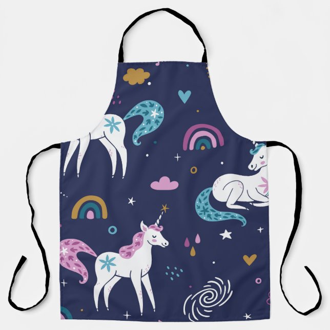 Tablier Unicorns Rainbows : Cartoon mignon sans peau (Recto)