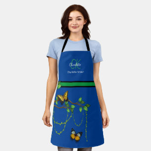 Tablier Unique Nature Butterfly Monogram Bleu