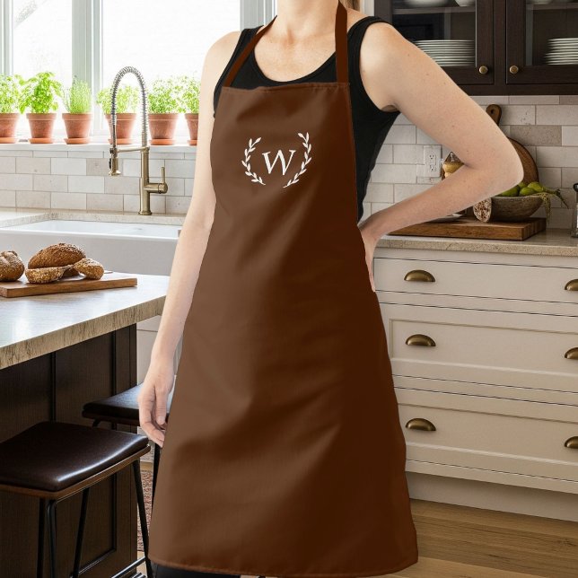 Tablier Unisex Apron with Monogram,  Dark Brown, Rustic  (Créateur téléchargé)