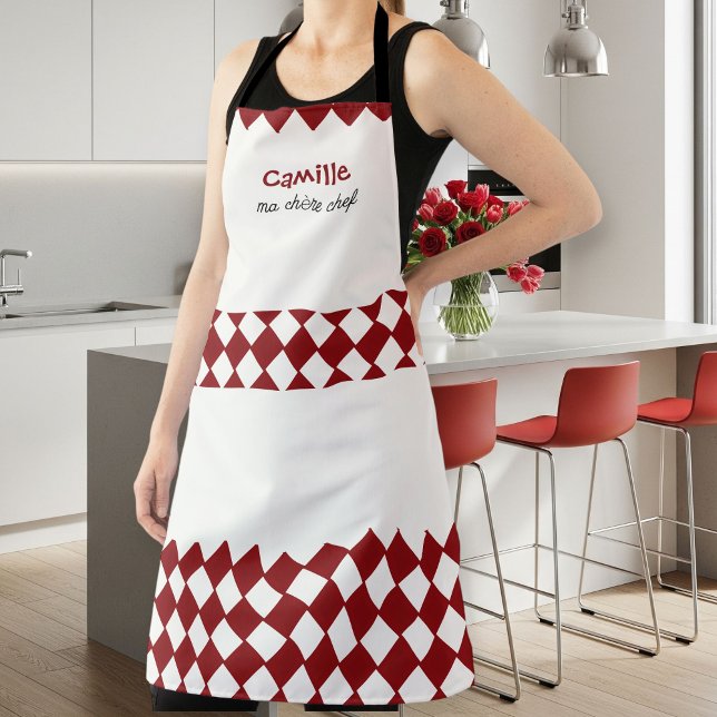 Tablier Unisex Red and White Checkered Apron - Modern  (Créateur téléchargé)