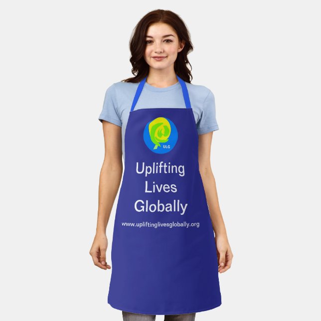 Tablier Uplifting Lives Globally, Apron - Blue (Porté)