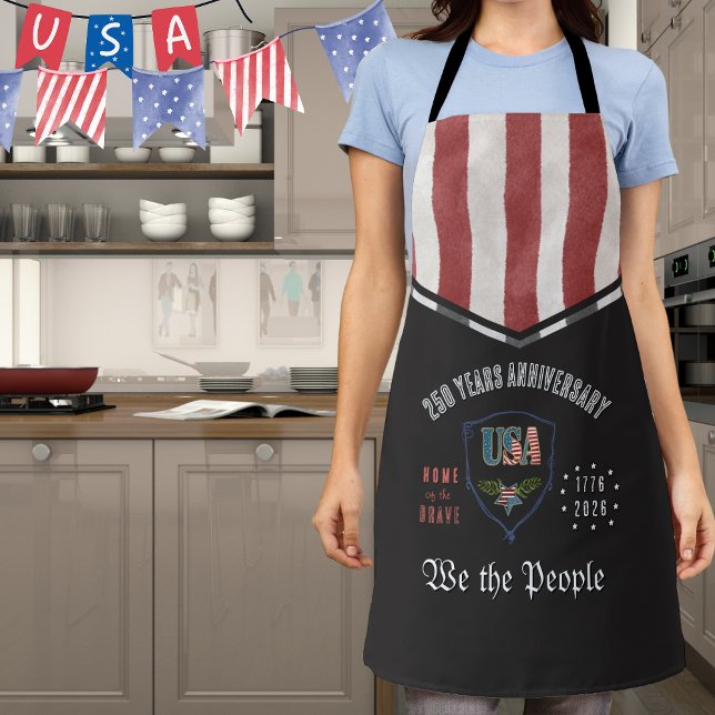 Tablier US 250 Nous le Peuple Anniversaire Patriotique BBQ (US 250 We the People Patriotic Anniversary BBQ Apron)