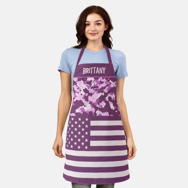 Tablier USA Drapeau rose Caméra personnalisé (Porté)