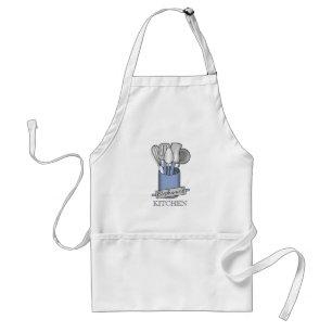 Tablier Ustensile de cuisine bleu Caddy   Monogramme de la