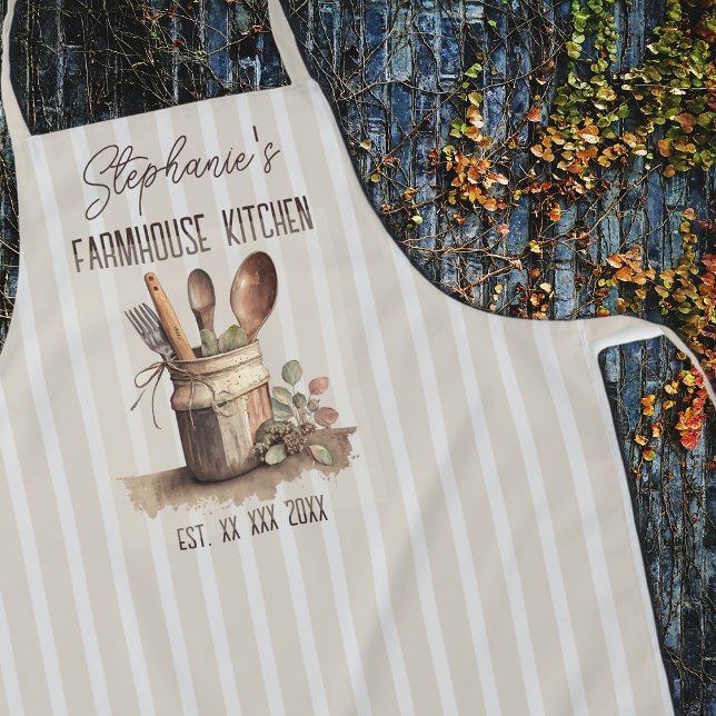 Tablier Ustensiles de cuisine de ferme rustique rayure neu (Créateur téléchargé)