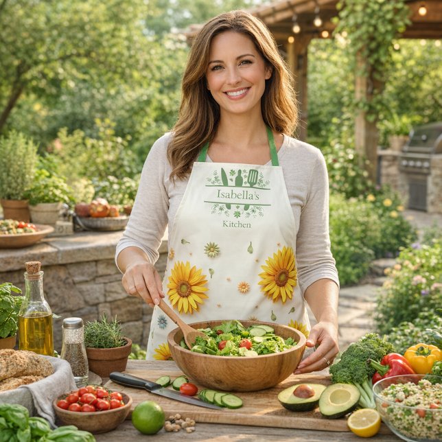Tablier Ustensiles de cuisine jaune tournesol (Créateur téléchargé)