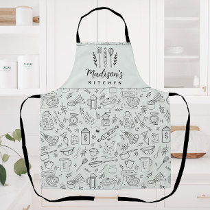 Tablier Ustensiles de cuisine personnalisés dessinés à la 