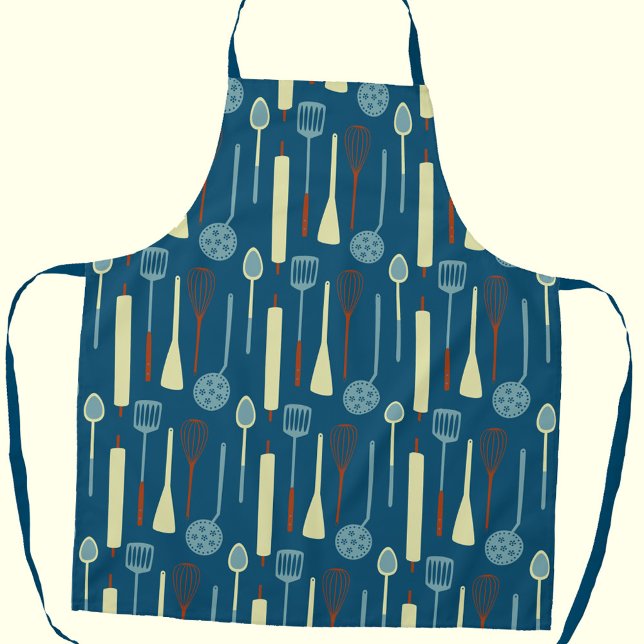 Tablier Ustensiles de cuisine rétro (Retro kitchen utensils fun yellow apron for your favorite cook, chef or baker)