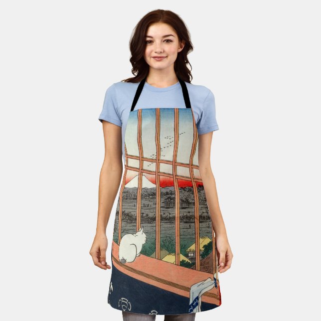 Tablier Utagawa Hiroshige - Champs de riz Asakusa (Porté)