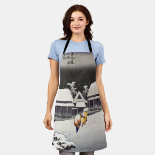 Tablier Utagawa Hiroshige - Neige du soir à Kanbara