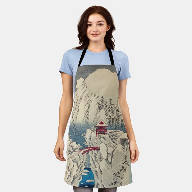 Tablier Utagawa Hiroshige - Neige sur le mont Haruna (Porté)