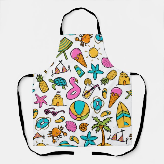Tablier vacances été plage motif pour s'amuser (Recto)