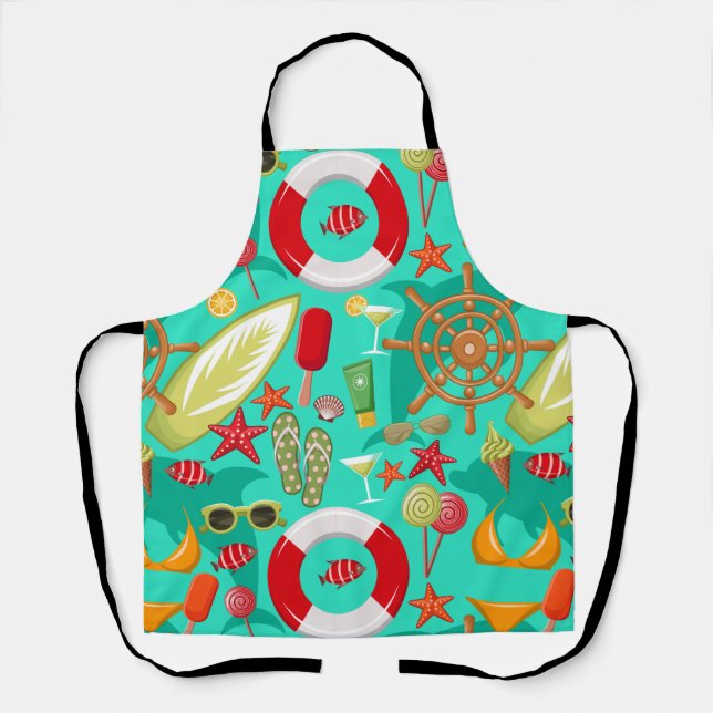 Tablier vacances motif été plage     (Recto)