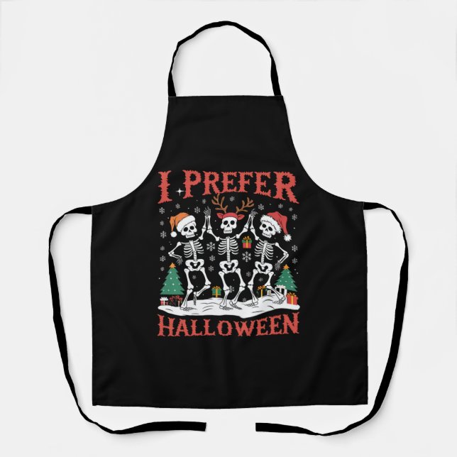Tablier Vacances Noël laid Je préfère Halloween Noël (Recto)