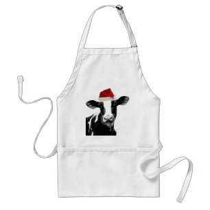 Tablier Vache à Père Noël - vache laitière utilisant l