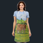 Tablier Vache d'Aubrac et veau mignon dans le pâturage de<br><div class="desc">L'Aubrac, également connu sous le nom de Laguiole, est une race française très ancienne de bovins. Il est situé sur le Plateau de l'Aubrac, dans le Massif Central, dans le centre-sud de la France. Ils sont de couleur bronzée, de taille moyenne, bas, et les mâles et les femelles ont des...</div>