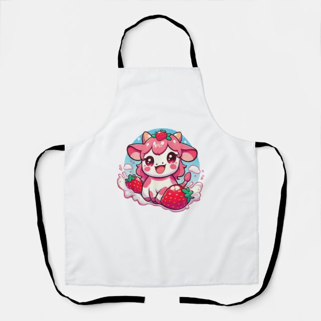 Tablier Vache de fraise Kawaii Anime Lait de fraise _3 (Recto)