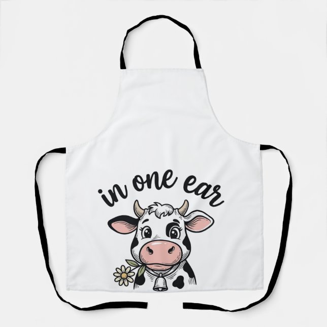 Tablier Vache drôle avec une oreille dans l'autre du tee-s (Recto)