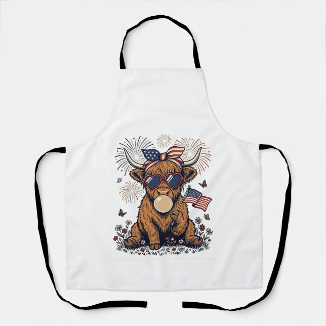 Tablier Vache écossaise patriotique Bubblegum Gravure vint (Recto)