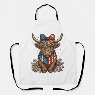Tablier Vache Highland Patriotique Vintage