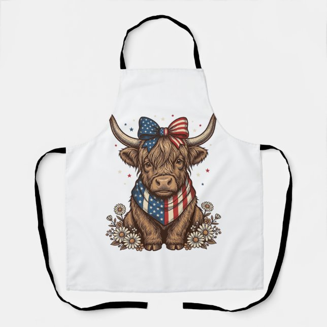 Tablier Vache Highland Patriotique Vintage (Recto)