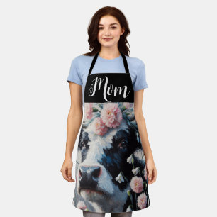 Tablier Vache Holstein dans les fleurs Agritourisme peintu