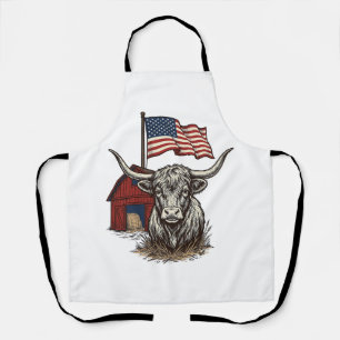 Tablier Vache Longhorn Patriotique et Conception Vectoriel
