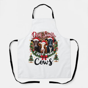 Tablier Vache Noël Cher Père Noël Je Veux Juste Des Vaches