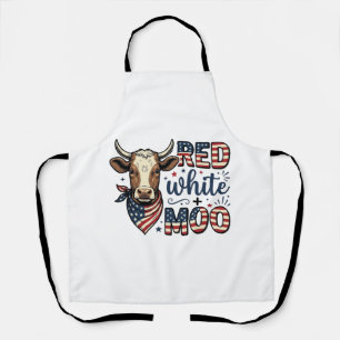 Tablier Vache Patriotique Rouge Blanc Moo Chemise 4 Juille