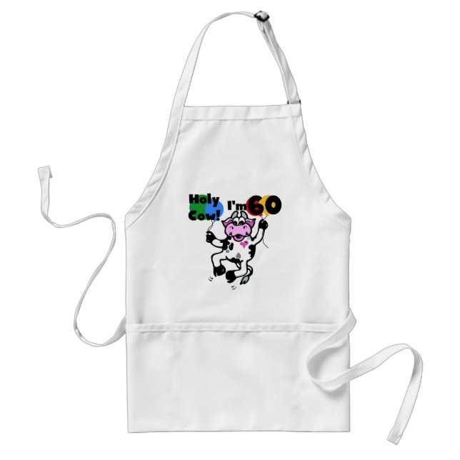 Tablier Vache sainte je suis 60 T-shirts et cadeaux (Devant)