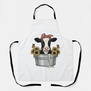 Tablier Vache vintage dans une baignoire Tournesol Papillo