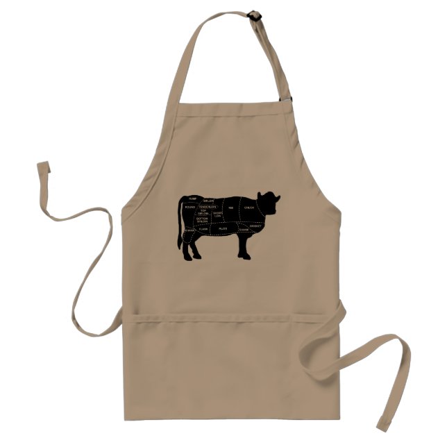 Tablier Vaches drôles coupées de viande (Devant)